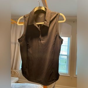 Athleta NWT Every Day V-neck sleeveless collared polo top black. Medium.